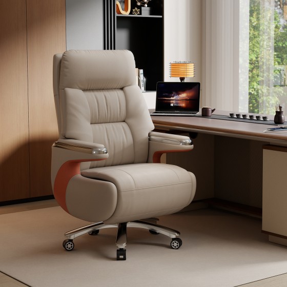 真皮老板椅午睡可躺办公室电动按摩电脑椅子商务舒适久坐办公座椅